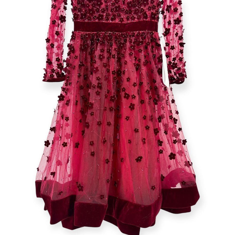 Mac Duggal Embellished Illusion High Neck Long Sleeve Fit & Flare Dress - Size 6 - Picture 8 of 16